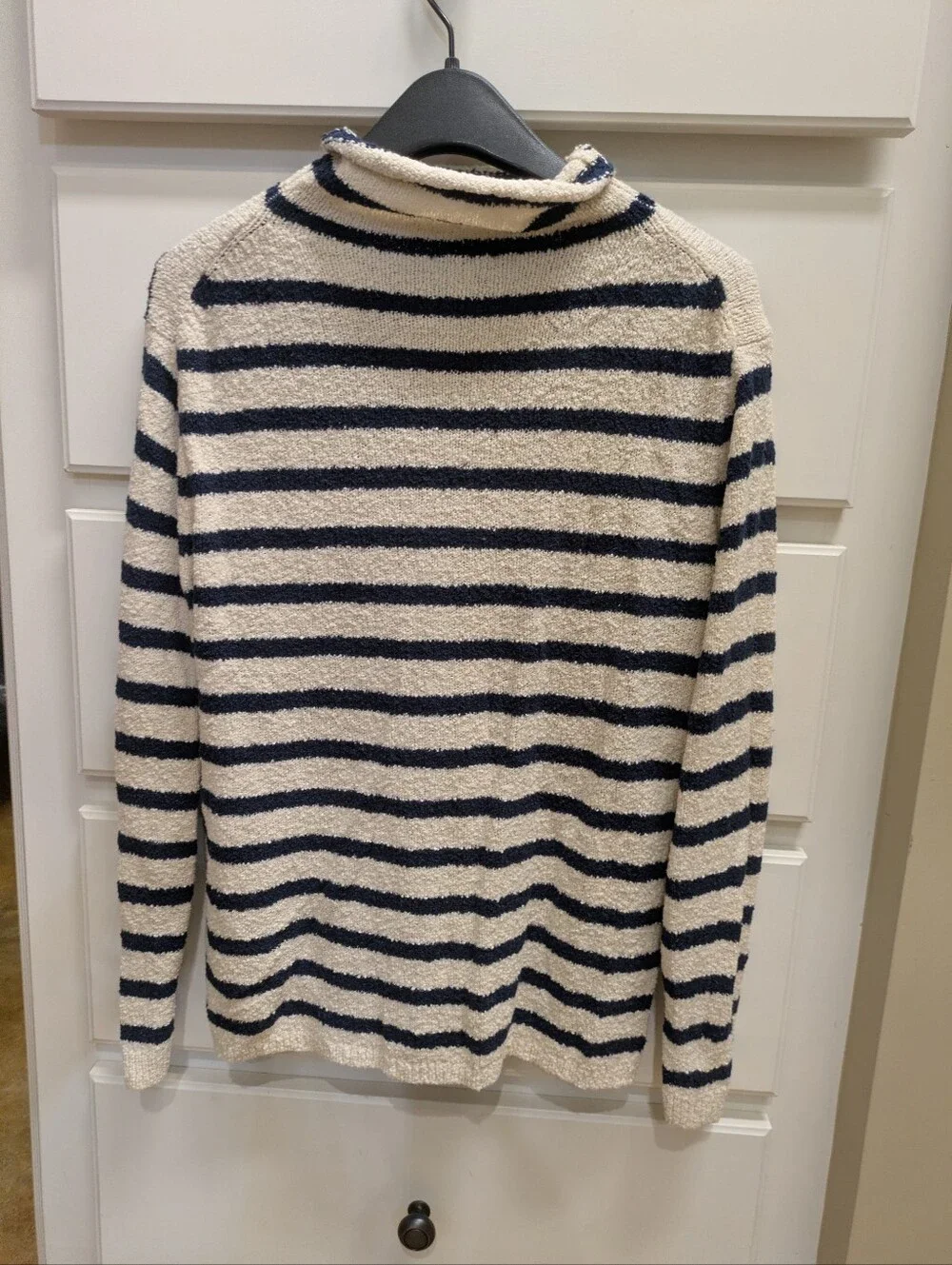 J. Crew  Cream and Navy Striped Roll Neck Sweater, XXS